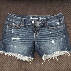 American Eagle Ripped and Spotted Jean Shorts
